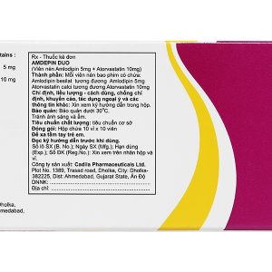Amdepin Duo 5mg/10mg phối hợp trị rối loạn mỡ máu kèm tăng huyết áp (10 vỉ x 10 viên)