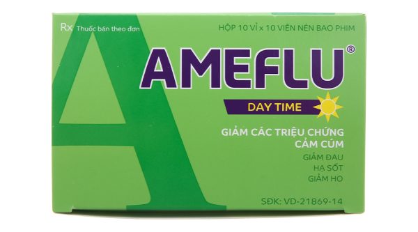 Ameflu Daytime giảm các triệu chứng cảm cúm, cảm lạnh (10 vỉ x 10 viên)