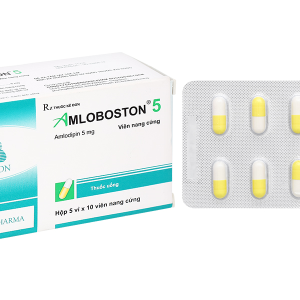 Amloboston 5 trị tăng huyết áp, đau thắt ngực (5 vỉ x 10 viên)