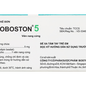 Amloboston 5 trị tăng huyết áp, đau thắt ngực (5 vỉ x 10 viên)