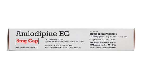 Amlodipine EG 5mg trị tăng huyết áp, đau thắt ngực (3 vỉ x 10 viên)