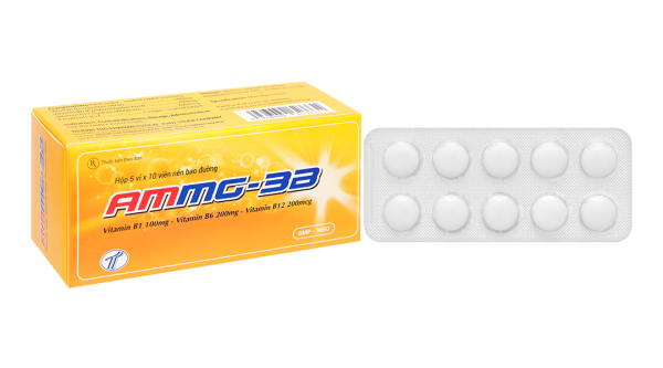 Ammg-3B trị bệnh lý thần kinh gây ra do thiếu hụt vitamin B1, B6, B12 (5 vỉ x 10 viên)