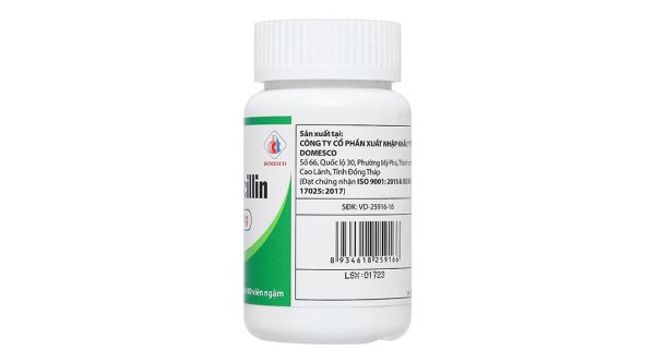 Viên ngậm Amoxicillin Domesco 250mg trị nhiễm trùng do vi khuẩn nhạy cảm lọ 100 viên