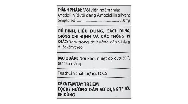 Viên ngậm Amoxicillin Domesco 250mg trị nhiễm trùng do vi khuẩn nhạy cảm lọ 100 viên