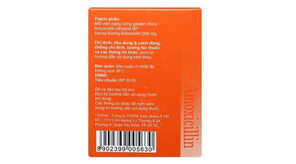 Amoxicillin Capsules BP 500mg trị nhiễm khuẩn (10 vỉ x 10 viên)