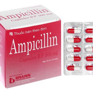 Ampicillin Brawn 500mg trị nhiễm khuẩn (10 vỉ x 10 viên)