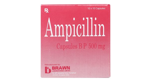 Ampicillin Brawn 500mg trị nhiễm khuẩn (10 vỉ x 10 viên)