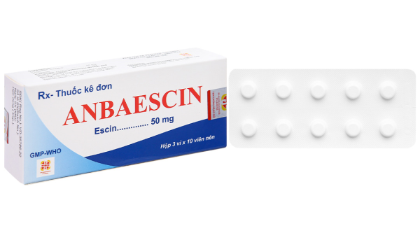 Anbaescin 50mg phòng và điều trị tụ máu, chống viêm, giãn tĩnh mạch (3 vỉ x 10 viên)