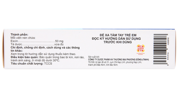 Anbaescin 50mg phòng và điều trị tụ máu, chống viêm, giãn tĩnh mạch (3 vỉ x 10 viên)