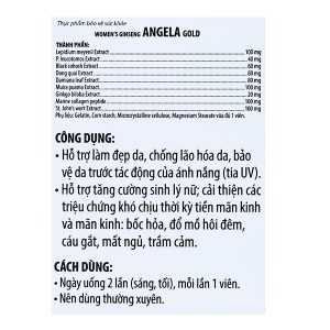 Ecogreen Woman's Ginseng Angela Gold tăng cường sinh lý nữ chai 30 viên