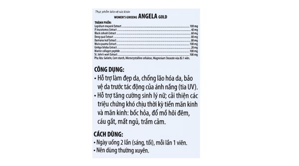 Ecogreen Woman's Ginseng Angela Gold tăng cường sinh lý nữ chai 30 viên