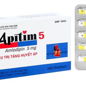 Apitim 5 trị tăng huyết áp, đau thắt ngực (3 vỉ x 10 viên)