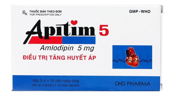 Apitim 5 trị tăng huyết áp, đau thắt ngực (3 vỉ x 10 viên)