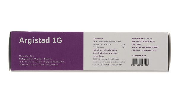 Dung dịch uống Argistad 1g trị tăng amoniac huyết, khó tiêu (20 ống x 5ml)