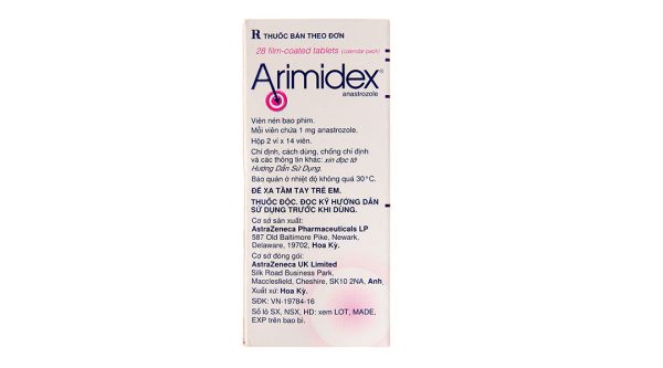 Arimidex 1mg điều trị hỗ trợ ung thư vú cho phụ nữ sau mãn kinh (2 vỉ x 14 viên)