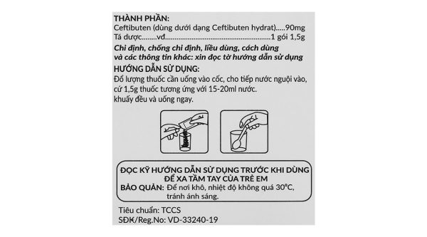 Bột pha hỗn dịch Armten 90 trị các trường hợp nhiễm khuẩn vừa và nhẹ (10 gói x 1,5g)