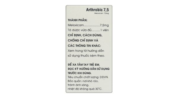 Arthrobic 7,5 trị các cơn viêm đau trong viêm khớp dạng thấp, thoái hóa khớp lọ 50 viên