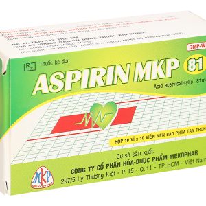 Aspirin Mkp 81 dự phòng thứ phát bệnh tim mạch hoặc mạch máu não (10 vỉ x 10 viên)