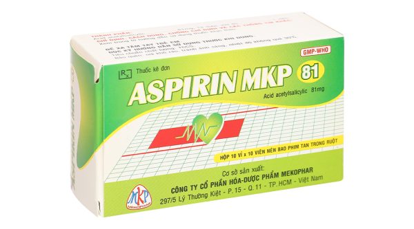 Aspirin Mkp 81 dự phòng thứ phát bệnh tim mạch hoặc mạch máu não (10 vỉ x 10 viên)