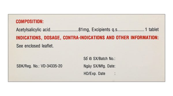 Aspirin Mkp 81 dự phòng thứ phát bệnh tim mạch hoặc mạch máu não (10 vỉ x 10 viên)