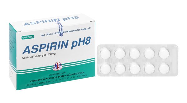 Aspirin pH8 500mg giảm đau, kháng viêm, hạ sốt (20 vỉ x 10 viên)
