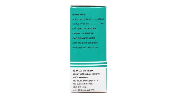 Aspirin pH8 500mg giảm đau, kháng viêm, hạ sốt (20 vỉ x 10 viên)