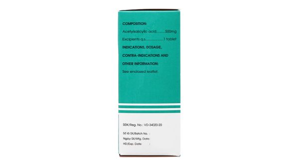 Aspirin pH8 500mg giảm đau, kháng viêm, hạ sốt (20 vỉ x 10 viên)