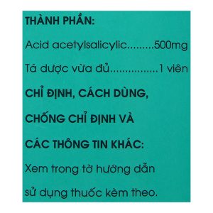 Aspirin pH8 500mg giảm đau, kháng viêm, hạ sốt (20 vỉ x 10 viên)
