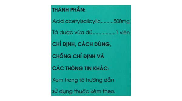 Aspirin pH8 500mg giảm đau, kháng viêm, hạ sốt (20 vỉ x 10 viên)