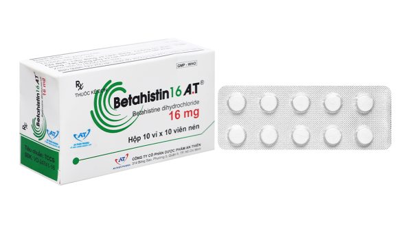 Betahistin 16 A.T trị chóng mặt, choáng váng (10 vỉ x 10 viên)