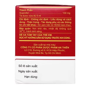 Hỗn dịch uống A.T Ibuprofen Syrup giảm đau, kháng viêm (30 ống x 5ml)