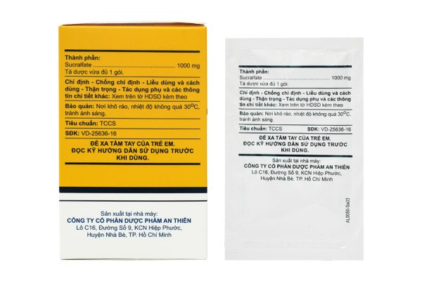 Hỗn dịch uống A.T Sucralfate 1000mg trị loét dạ dày, tá tràng (20 gói x 5g)