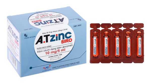 A.TZinC Siro 10mg/5ml hỗ trợ trị tiêu chảy, tăng đề kháng (30 ống x 5ml)
