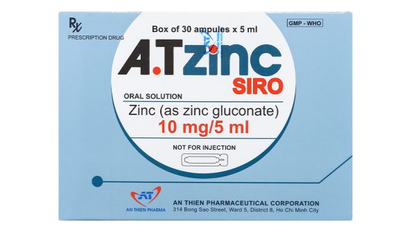 A.TZinC Siro 10mg/5ml hỗ trợ trị tiêu chảy, tăng đề kháng (30 ống x 5ml)
