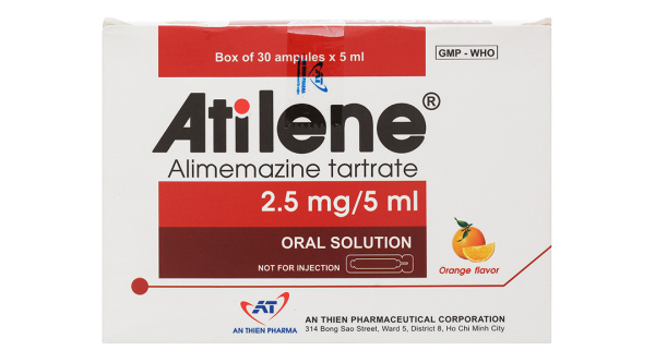 Dung dịch uống Atilene 2.5mg/5ml trị triệu chứng các biểu hiện dị ứng (30 ống x 5ml)