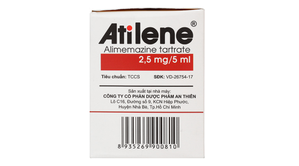 Dung dịch uống Atilene 2.5mg/5ml trị triệu chứng các biểu hiện dị ứng (30 ống x 5ml)