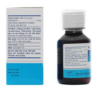 Dung dịch uống AtiSalbu 2mg/5ml trị cơn hen, ngắt cơn co thắt phế quản chai 100ml