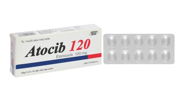 Atocib 120 trị đau xương khớp, cấp và mạn tính, viêm khớp dạng thấp (3 vỉ x 10 viên)