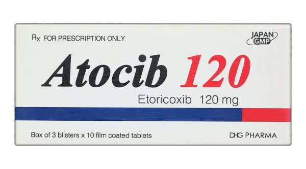 Atocib 120 trị đau xương khớp, cấp và mạn tính, viêm khớp dạng thấp (3 vỉ x 10 viên)