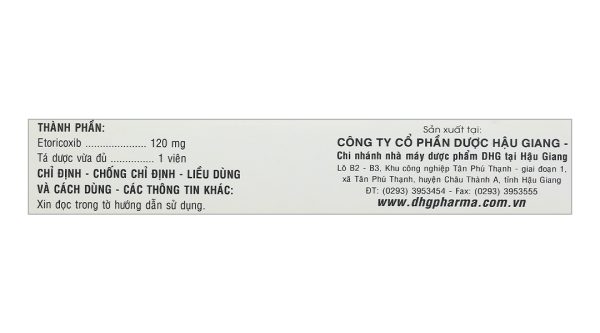 Atocib 120 trị đau xương khớp, cấp và mạn tính, viêm khớp dạng thấp (3 vỉ x 10 viên)
