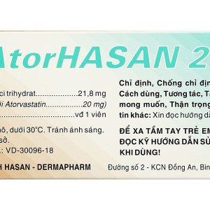 AtorHasan 20 điều trị tăng lipid huyết và dự phòng biến cố tim mạch (10 vỉ x 10 viên)