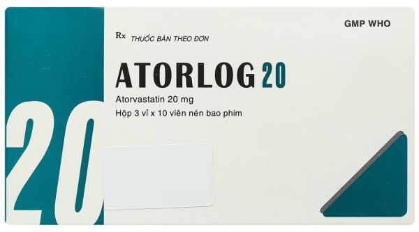 Atorlog 20 điều trị tăng cholesterol toàn phần và LDL-cholesterol (3 vỉ x 10 viên)