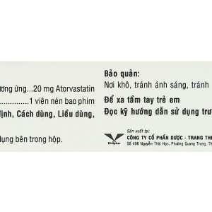 Atorlog 20 điều trị tăng cholesterol toàn phần và LDL-cholesterol (3 vỉ x 10 viên)
