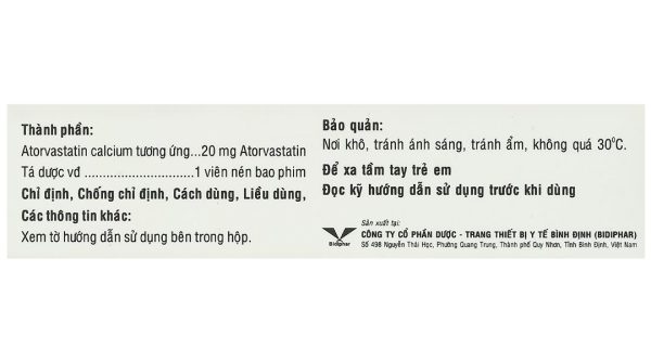 Atorlog 20 điều trị tăng cholesterol toàn phần và LDL-cholesterol (3 vỉ x 10 viên)