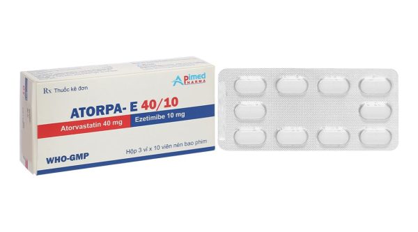 Atorpa-E 40/10 phòng ngừa bệnh tim mạch và trị tăng cholesterol máu (3 vỉ x 10 viên)
