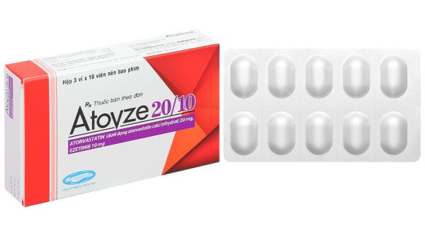 Atovze 20/10 điều trị tăng cholesterol máu (3 vỉ x 10 viên)