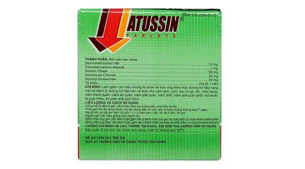 Atussin trị các chứng ho trong bệnh lý hô hấp (25 vỉ x 4 viên)