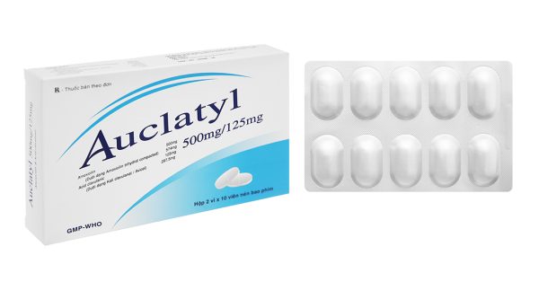Auclatyl 500mg/125mg trị viêm đường hô hấp (2 vỉ x 10 viên)
