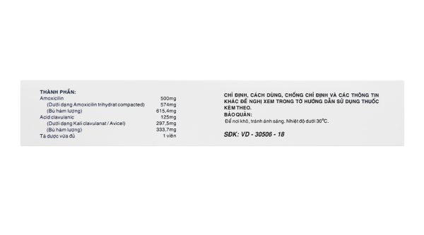 Auclatyl 500mg/125mg trị viêm đường hô hấp (2 vỉ x 10 viên)