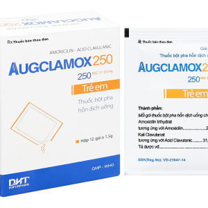 Thuốc bột pha hỗn dịch uống Augclamox 250 trị nhiễm khuẩn (12 gói x 1.5g)